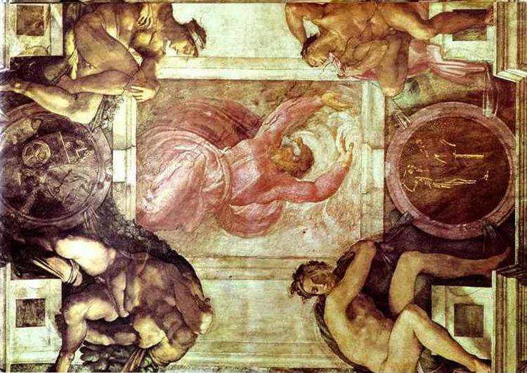 Sistine Chapel Ceiling: God Dividing Light from Darkness, 1512 - Michelangelo