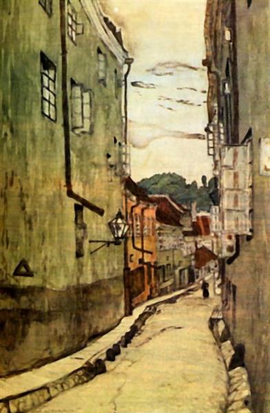 Glassmakers street in Vilno, 1906 - Мстислав Добужинский