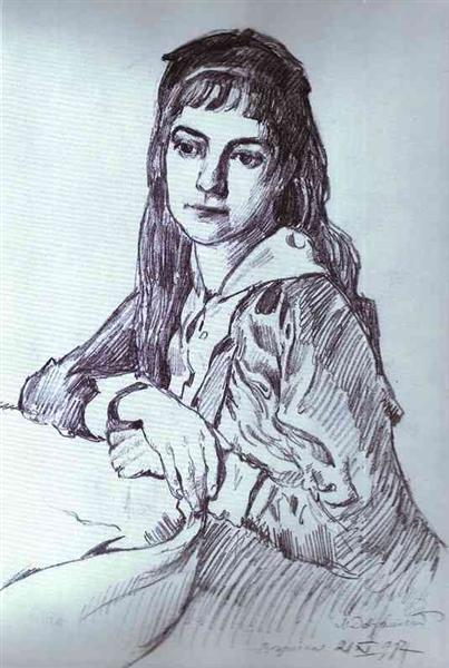 Portrait of the Artist's Daughter, Vera, 1914 - Мстислав Добужинский