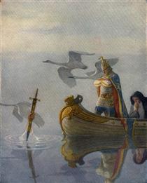 And when they came to the sword that the hand held, King Arthur took it up - N.C. Wyeth