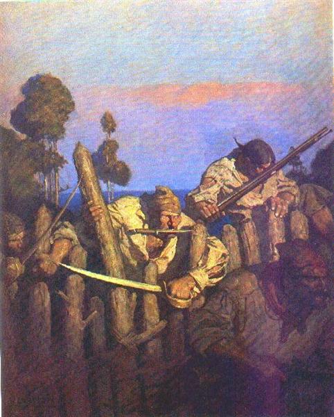 Pirates Attack the Stockade - N.C. Wyeth