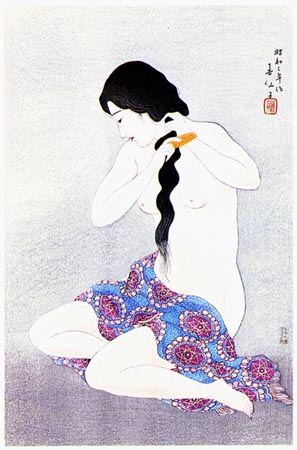 Woman Combing Hair, 1928 - Natori Shunsen