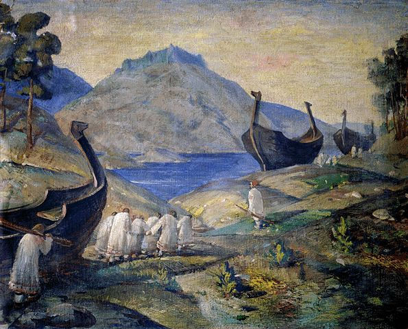 Dragging portage, 1915 - Nikolai Konstantinovich Roerich