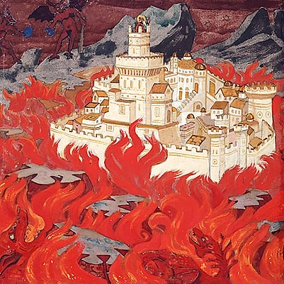 Fairest City - the anger for enemies, 1914 - Nicolas Roerich