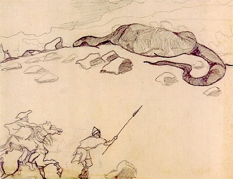 Landscape with Dragon - Nikolai Konstantinovich Roerich