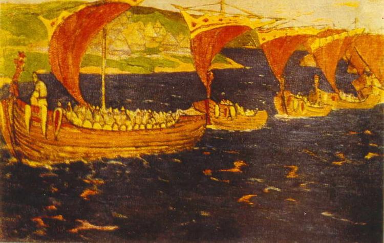 Scarlet Sails (Overseas guests), c.1903 - Микола Реріх