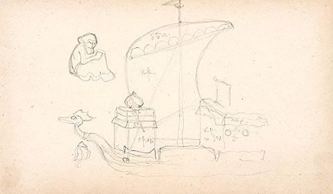 Sketch of galley, 1919 - Nikolái Roerich