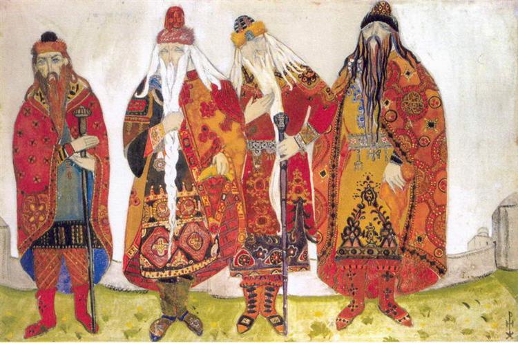 Sketches of costumes for "Prince Igor" - Микола Реріх