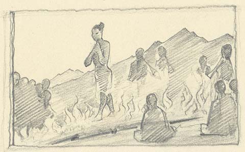 Study of walkers over the fire - Nikolái Roerich