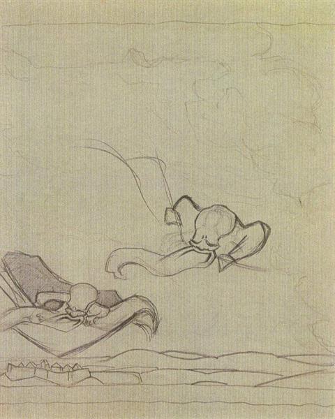Study to "Flying Carpet", 1915 - Микола Реріх