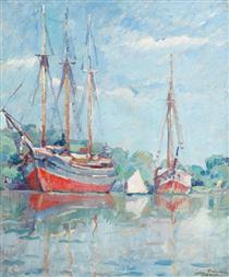 Boats on the Danube (Vâlcov) - Nicolae Darascu