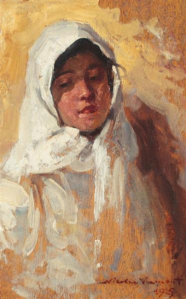 Peasant Woman with White Headscarf, 1925 - Nicolae Vermont