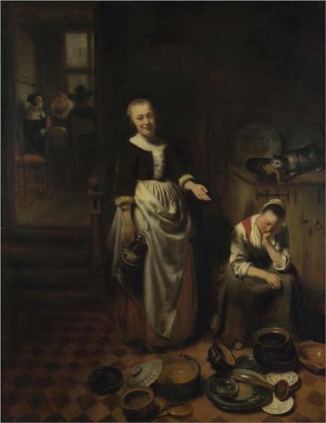 Interior with Sleeping Kitchen Maid - The Idle Servant, 1655 - Ніколас Мас