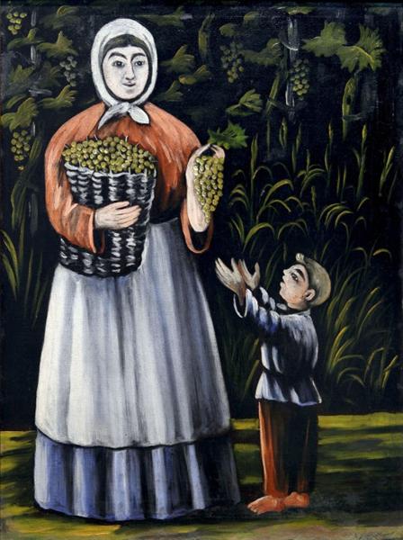 Peasant woman with boy - Niko Pirosmani