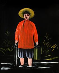 Fisherman in a Red Shirt - Niko Pirosmani