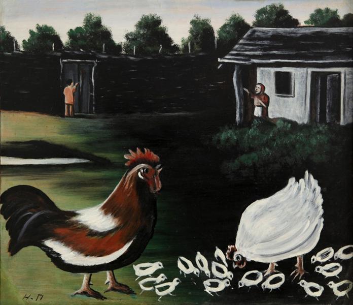 Курица с цыплятами - Нико Пиросмани