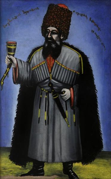 Man with a horn for drinking wine (Portrait of Meliton Chkheidze), 1906 - Niko Pirosmani