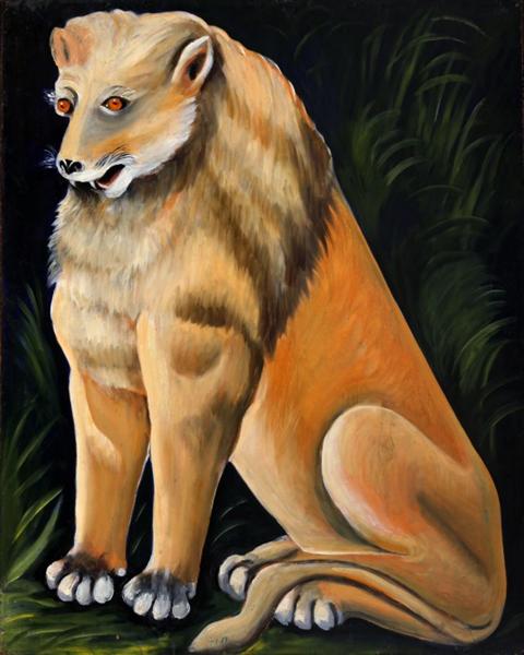 Сидячий жовтий лев - Ніко Піросмані