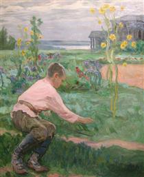 Boy on a Grass - Nikolay Bogdanov-Belsky