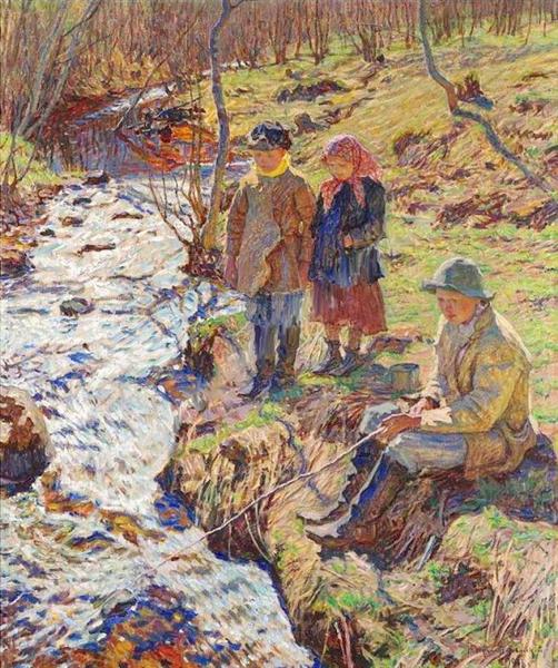 Trout Fishing, c.1920 - Nikolay Bogdanov-Belsky