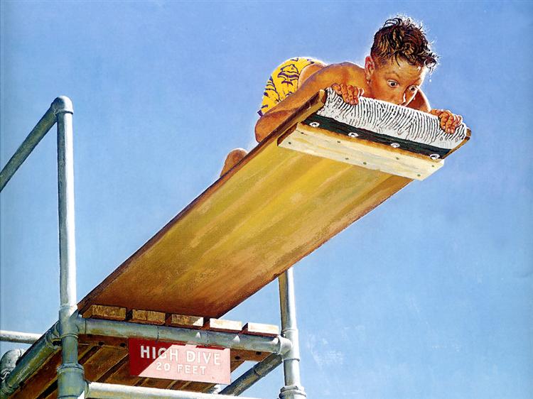 Boy on High Dive, 1947 - Norman Rockwell