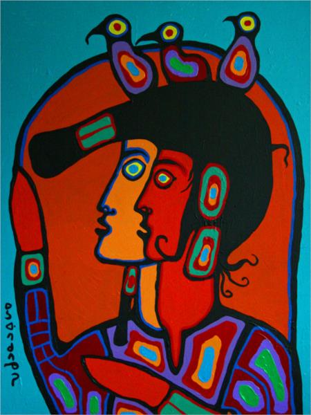 Shaman With Spirit Self, 1995 - Norval Morrisseau