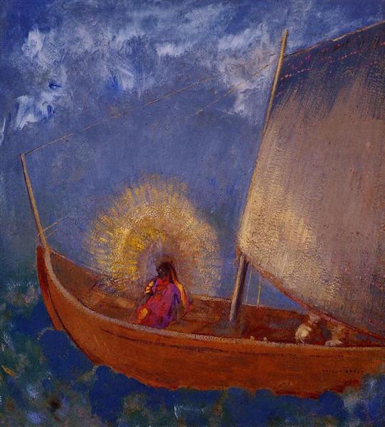 Таємничий човен, c.1897 - Оділон Редон