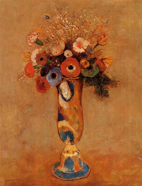 Wildflowers in a Long Necked Vase, c.1912 - Одилон Редон