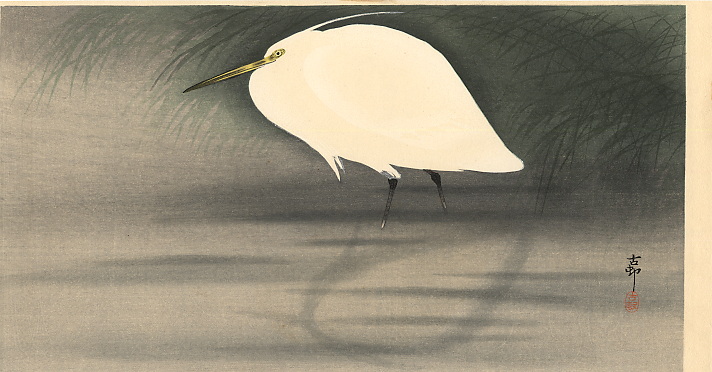 Small white egret - Ohara Koson