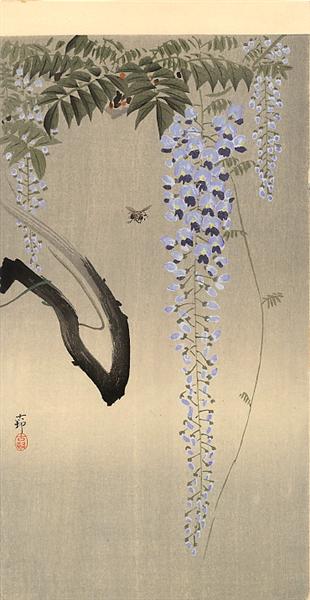 Wisteria and Bee, c.1930 - Охара Косон