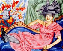 Lady in pink (Artist's sister Anna Rozanova) - Ольга Розанова