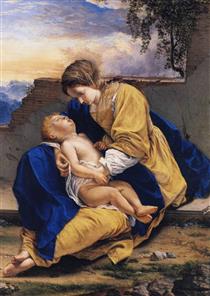 Madonna and Child in a Landscape - Orazio Gentileschi