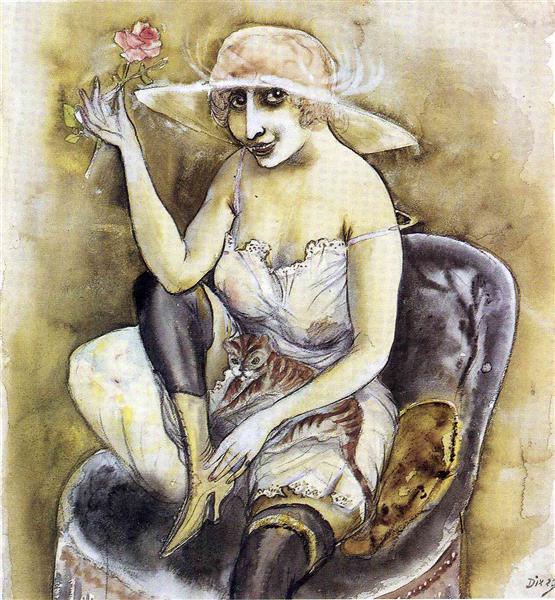 Girl with Pink Rose, 1923 - Отто Дікс