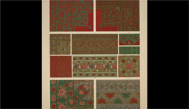 Indian Ornament no. 2. Ornaments from woven fabrics and paintings on vases exhibited in the Indian Collection, now at Marlborough House - Оуэн Джонс
