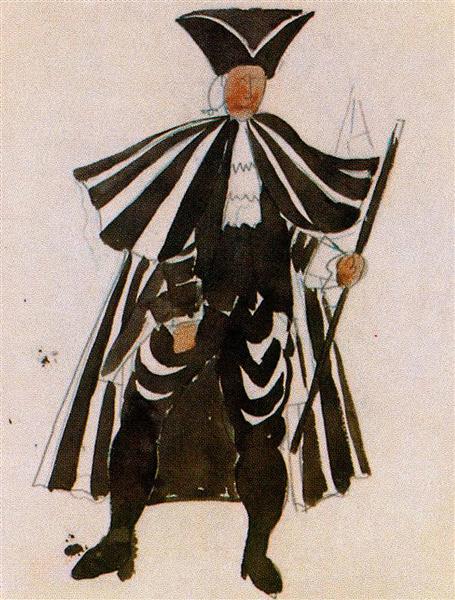 Costume design for ballet "Tricorne", 1917 - Pablo Picasso