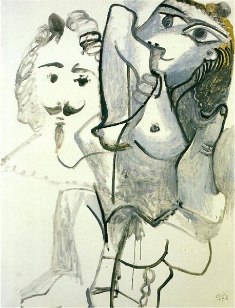 Female nude with man's head, 1967 - 畢卡索