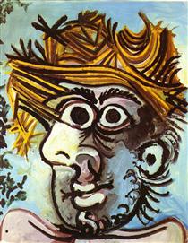 Head of a man with straw hat - Pablo Picasso