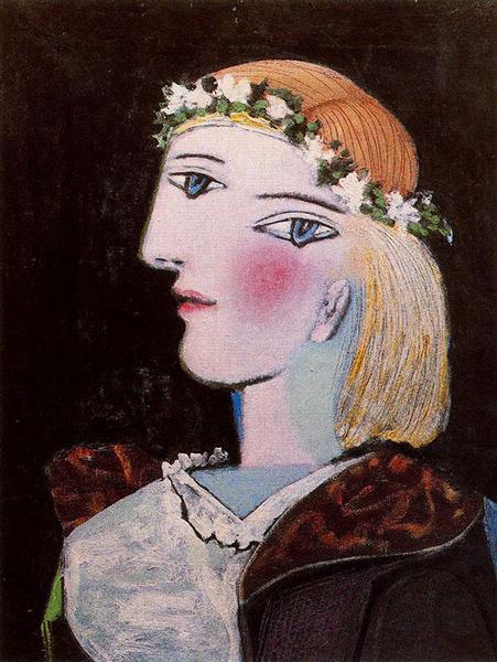 Portrait of Marie-Thérèse Walter with garland, 1937 - 畢卡索