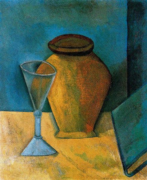 Pot, Glass and Book, 1908 - Pablo Picasso