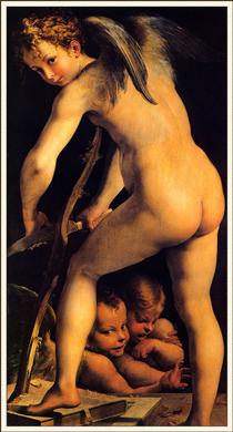 Amor Carving His Bow - Parmigianino