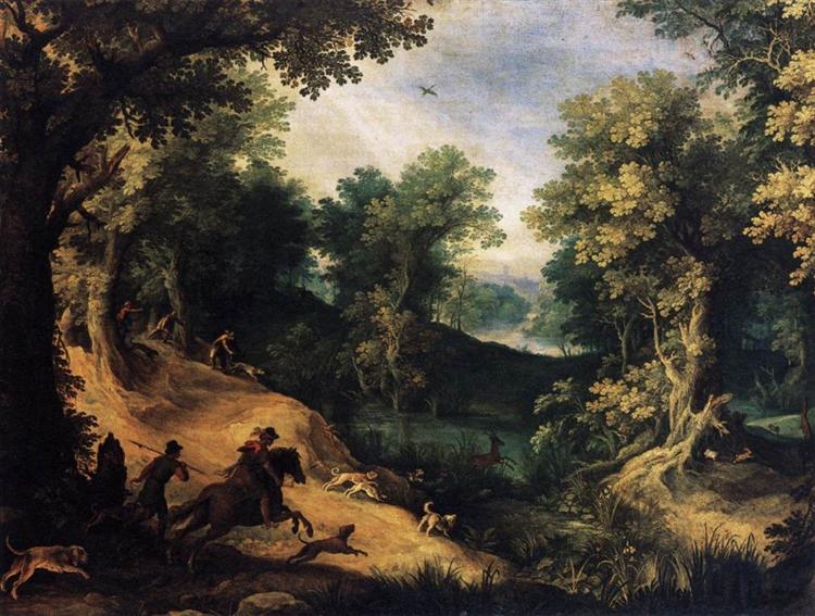 The Stag Hunt, 1595 - Пауль Бриль