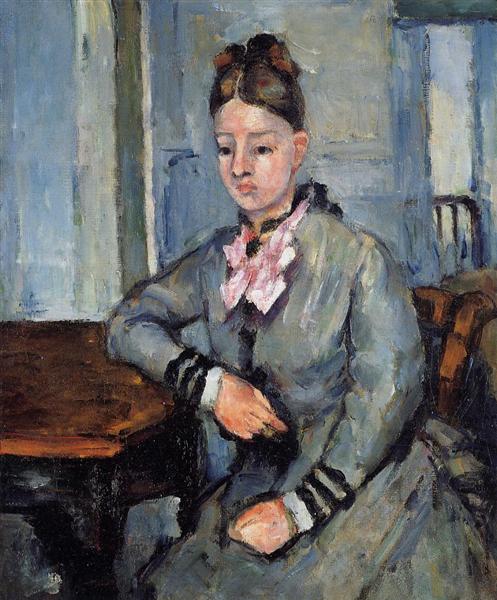 Madame Cezanne Leaning on a Table, c.1873 - 塞尚