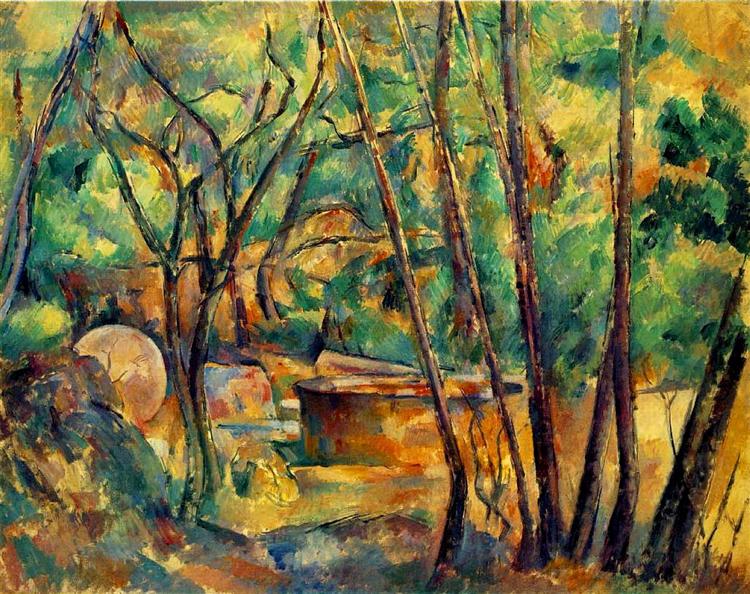 Millstone and Cistern Under Trees, c.1894 - Paul Cezanne