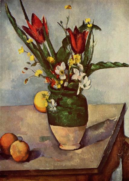 Still Life, Tulips and apples, 1894 - 塞尚