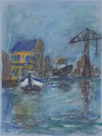 Old shipyard Groenland with crane at Wittenburg, Amsterdam - Пауль Вернер