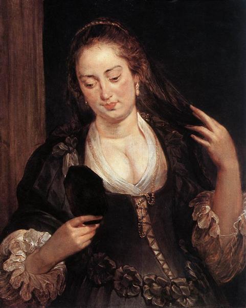 Woman with a Mirror, c.1640 - 魯本斯