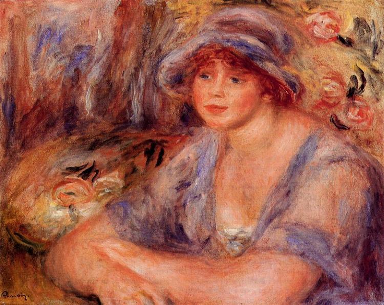 Andree in Blue (Andree Heurschling), c.1917 - Pierre-Auguste Renoir