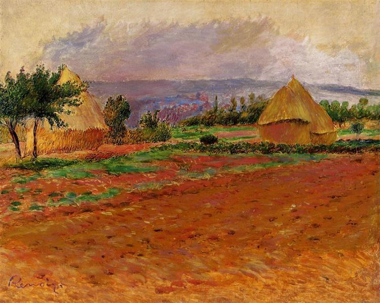 Field and Haystacks, 1885 - 雷諾瓦