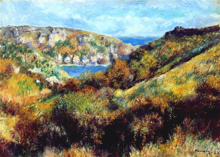 Hills Around Moulin Huet Bay, 1883 - 雷諾瓦