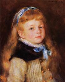 Mademoiselle Grimprel in a Blue Ribbon - Auguste Renoir